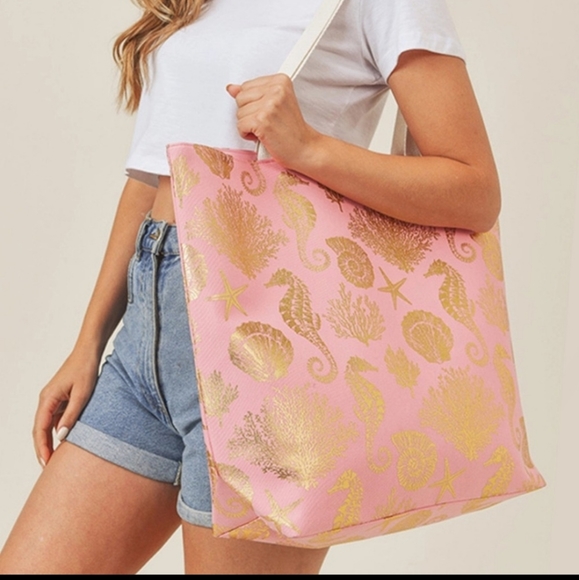 Light Pink and Gold foil tote. - Picture 5 of 9